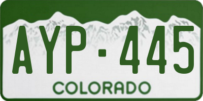 CO license plate AYP445