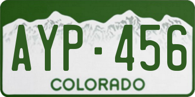 CO license plate AYP456