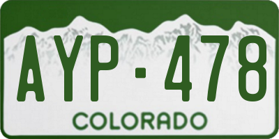 CO license plate AYP478