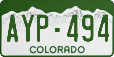 CO license plate AYP494