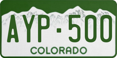 CO license plate AYP500