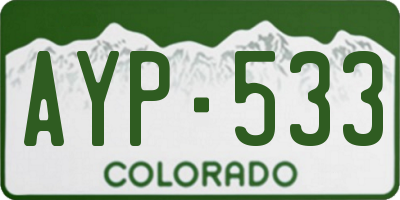 CO license plate AYP533
