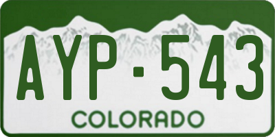 CO license plate AYP543