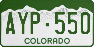 CO license plate AYP550