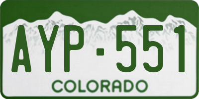 CO license plate AYP551
