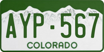 CO license plate AYP567