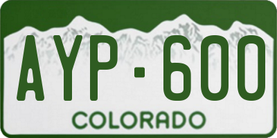 CO license plate AYP600