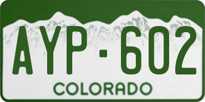 CO license plate AYP602