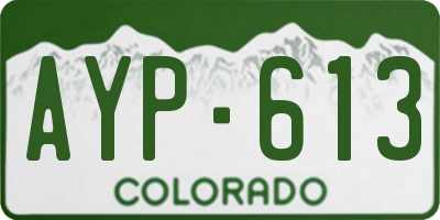 CO license plate AYP613
