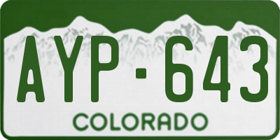 CO license plate AYP643