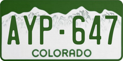 CO license plate AYP647