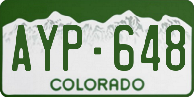 CO license plate AYP648
