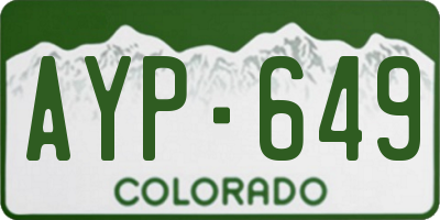CO license plate AYP649
