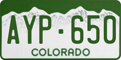 CO license plate AYP650