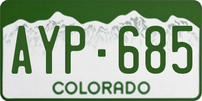 CO license plate AYP685