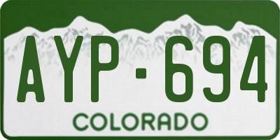 CO license plate AYP694