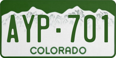 CO license plate AYP701