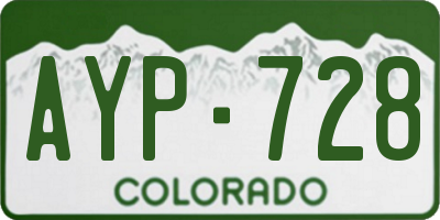 CO license plate AYP728