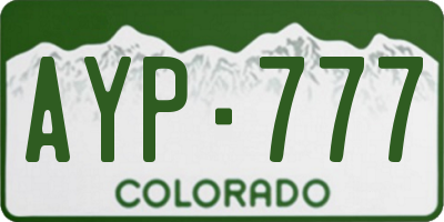 CO license plate AYP777