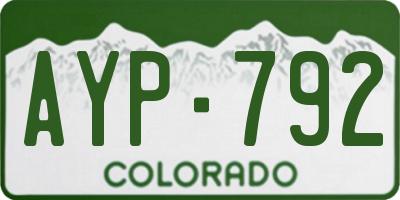 CO license plate AYP792