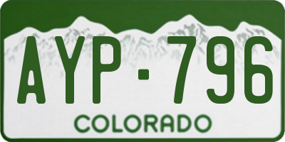 CO license plate AYP796