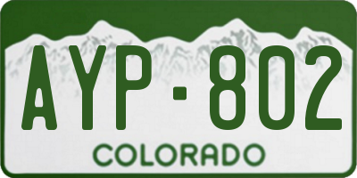 CO license plate AYP802