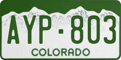 CO license plate AYP803