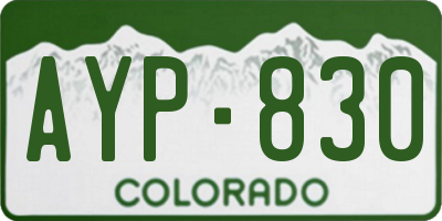 CO license plate AYP830