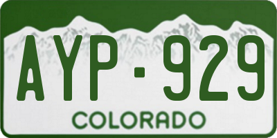 CO license plate AYP929