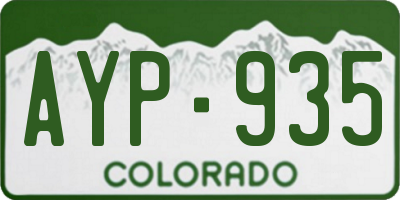 CO license plate AYP935