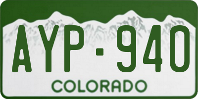 CO license plate AYP940