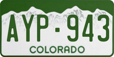 CO license plate AYP943