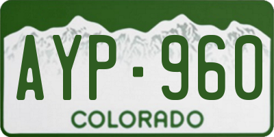 CO license plate AYP960