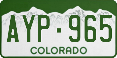 CO license plate AYP965