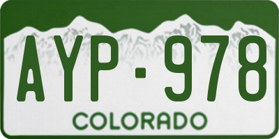 CO license plate AYP978