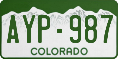 CO license plate AYP987