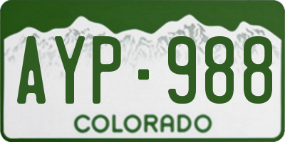 CO license plate AYP988