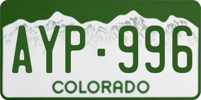 CO license plate AYP996