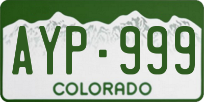 CO license plate AYP999