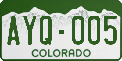 CO license plate AYQ005