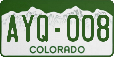 CO license plate AYQ008