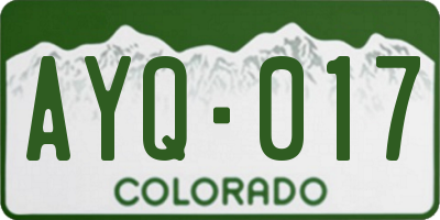 CO license plate AYQ017