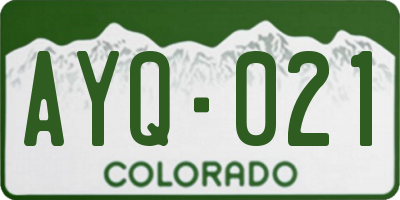 CO license plate AYQ021