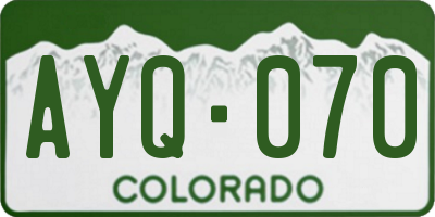 CO license plate AYQ070