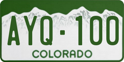 CO license plate AYQ100