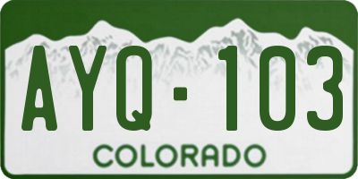 CO license plate AYQ103