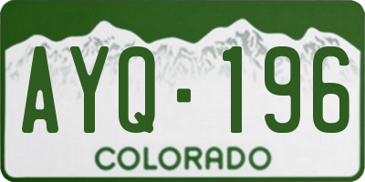 CO license plate AYQ196