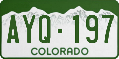 CO license plate AYQ197