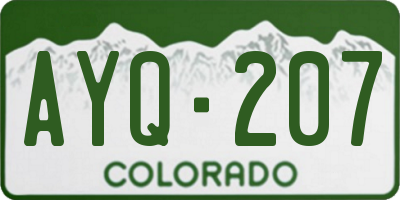 CO license plate AYQ207