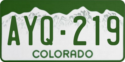 CO license plate AYQ219